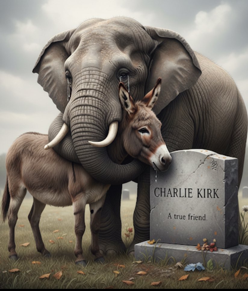 TexInUT's tweet photo. With  the passing of #CharlieKirk I have seen some shared grief “across the aisle”. It gives me hope. But it also presents sad commentary for our society that it takes tragedy for things like this to happen  #Democrats #Republicans #unity #GodBlessCharlieKirk https://t.co/nnPcuoUfdm