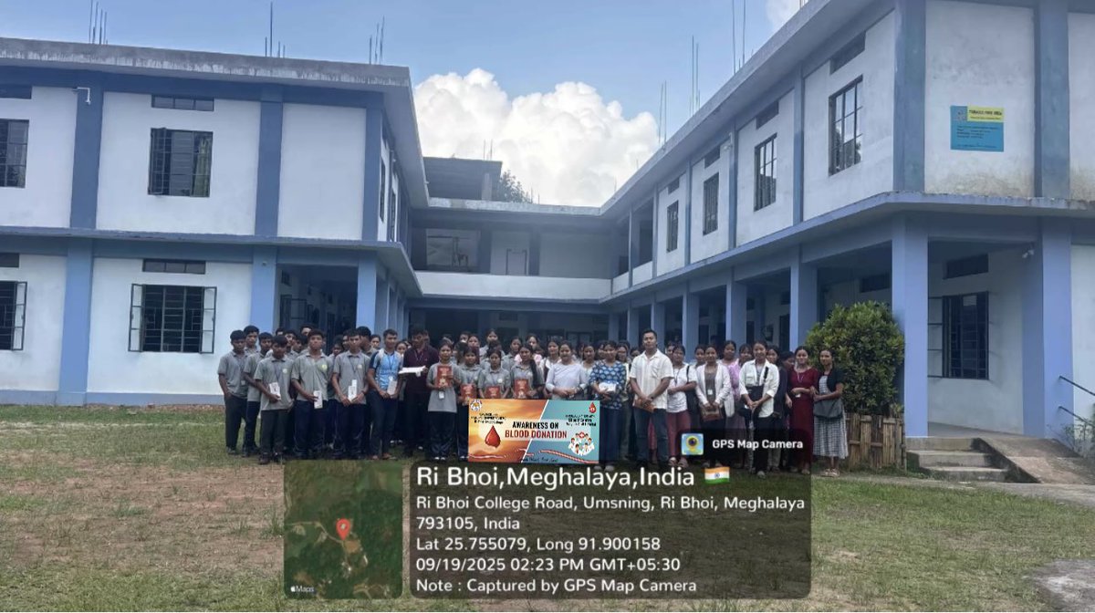 NssRBSC's tweet photo. The NSS unit of Ri bhoi synod college in collaboration with the Blood Centre of Nongpoh Civil Hospital had successfully organised a one day Awareness program on the 19th September 2025 on the importance of Blood Donation. https://t.co/Fj1Oc4zD7X