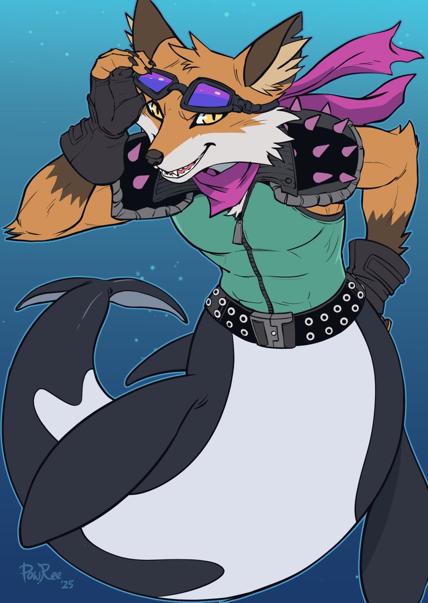 Back again with a new commission I requested for all of you. Wanted to try put something unique of a merman fox orca hybrid for a twist using my favorite Fortnite main Fennix. ^^ Drawn by @powr