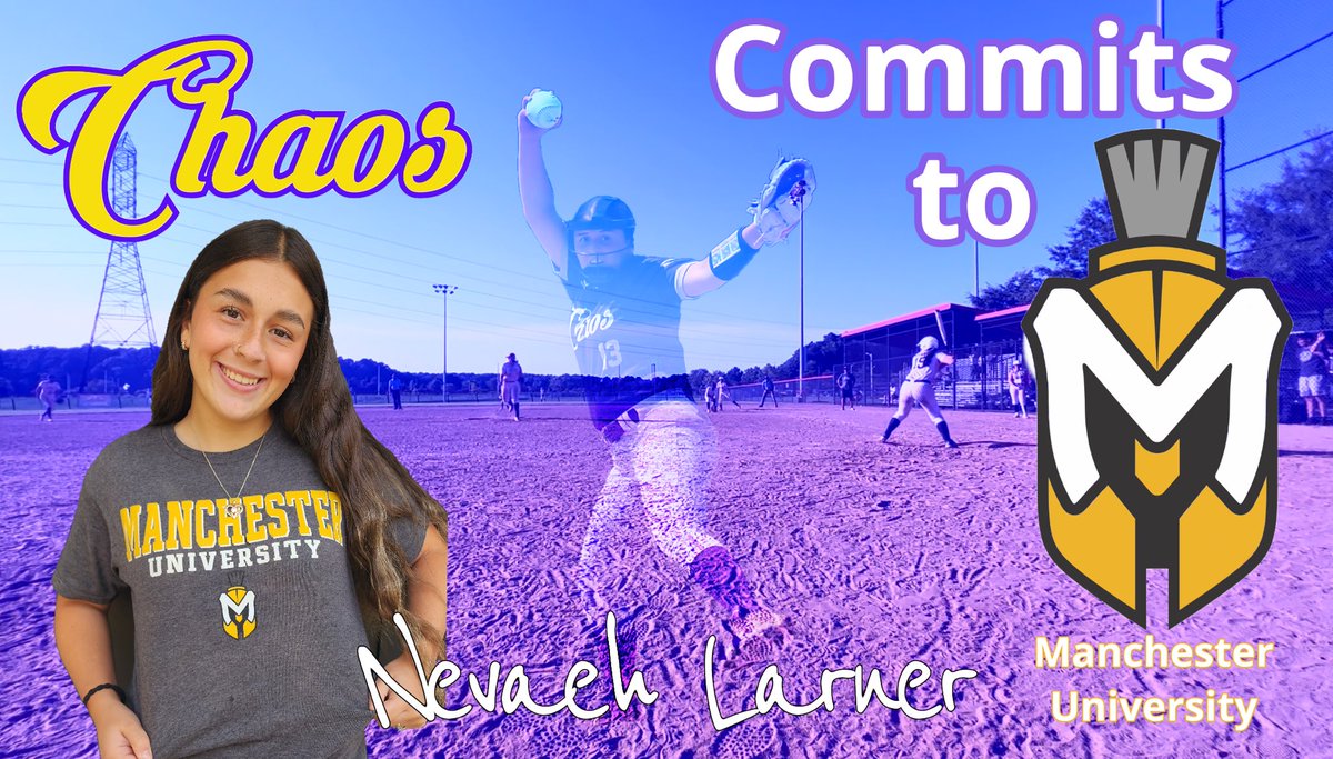 chaos_18u's tweet photo. Congratulations to Nevaeh Larner on verbally committing to Manchester University!! 💜💛🥎 @MU_SpartanSB https://t.co/Q2WfxBbAkx