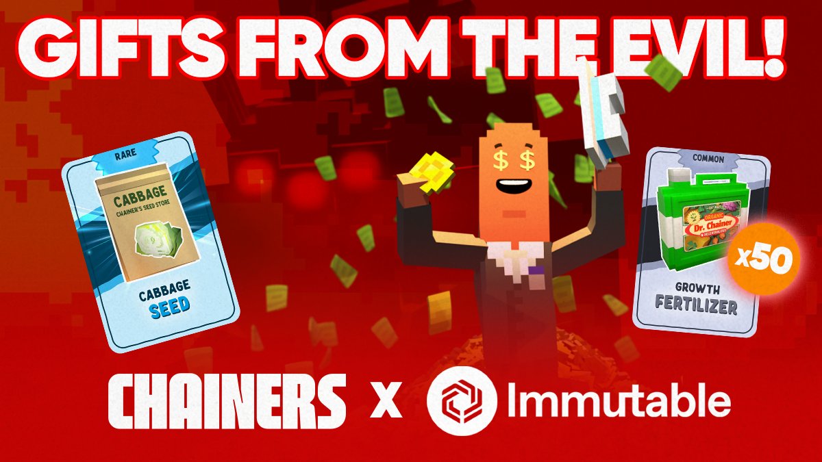 ChainersGame's tweet image. 💎#IMMUTABLE + CHAINERS EVENT #5: 📖 LORE 📖 COMPETITION💎

You WANT and NEED these fertilizers! But you have to show your creativity! 🌱

Rewards: 10 TOTAL winners
1 rare seed + 50 common fertilizers EACH 🏆

TASKS:
👉 FOLLOW @ChainersGame, RT, LIKE this post
🩸 Did you read the…