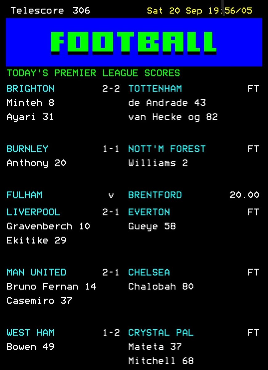 Looking for a trip down memory lane? Give Telescore, a football scores app, a try! You can find it on both the Google Store and the Apple store. Thank you for creating such a fantastic app <a href="/Telescore302/">Telescore</a> Love it! ⚽
