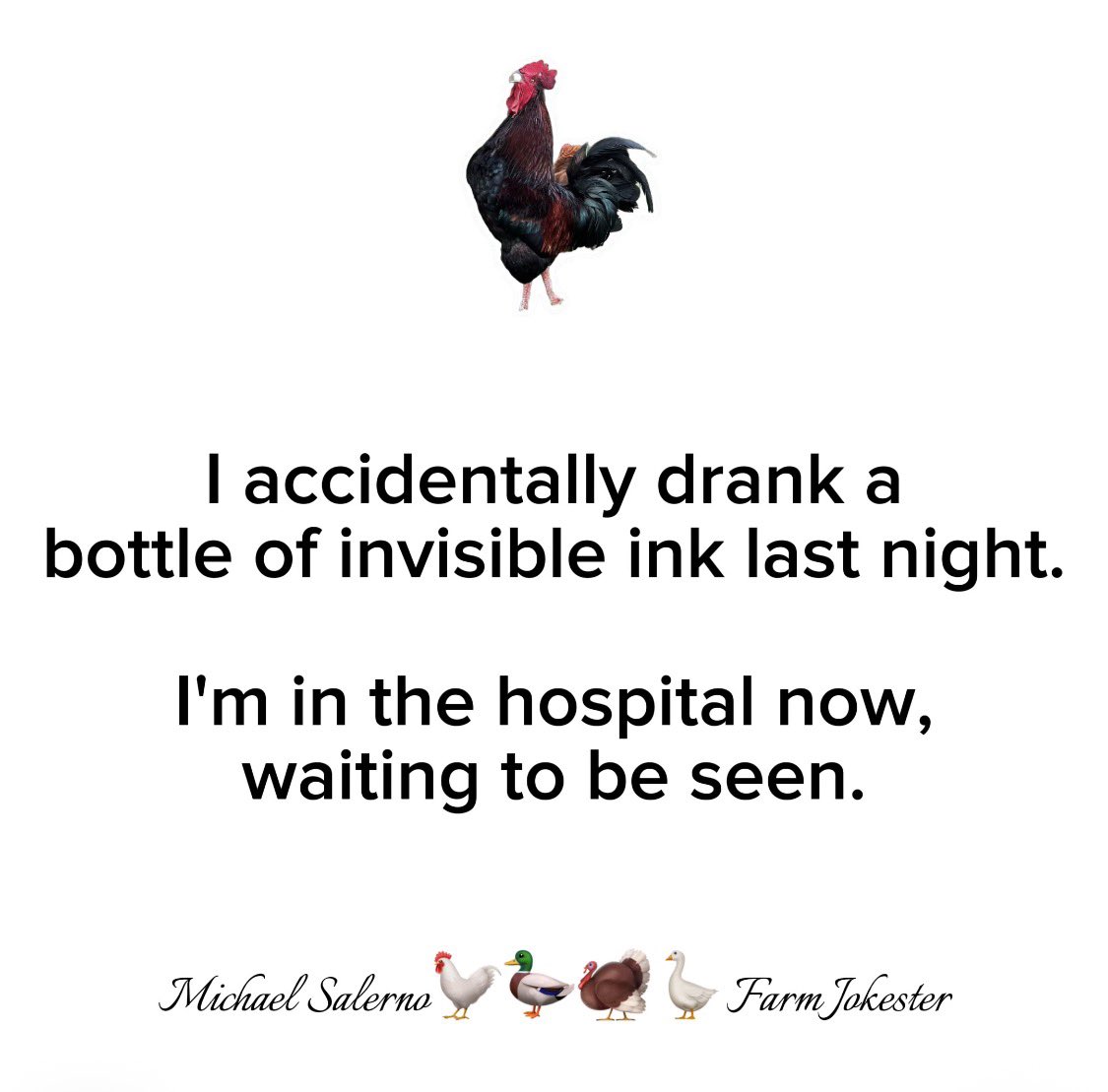 FarmJokester's tweet image. Some mistakes are hard to spot…

#DadJokes #WordplayHumor #HospitalHumor #PunLife #InvisibleInkJoke #ComedyPost #LaughOutLoudDaily #FunnyStoryVibes #HumorScrollStopper #DailyGiggles #Hospital #Invisibleink #Accident #Illinois #FarmJokester #Michaelsalerno