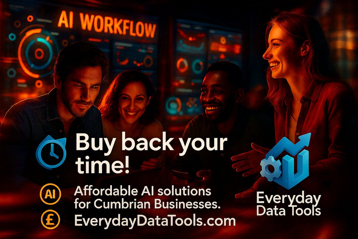 🕒 Buy back your time with AI social media management! ⏰
Stop spending hours on posts &amp; scheduling. Our AI automates your #social #media so you can focus on growing your #Cumbrian #business.
✨ Auto-generate 📅 Smart scheduling
📊 Performance insights
EverydayDataTools.com