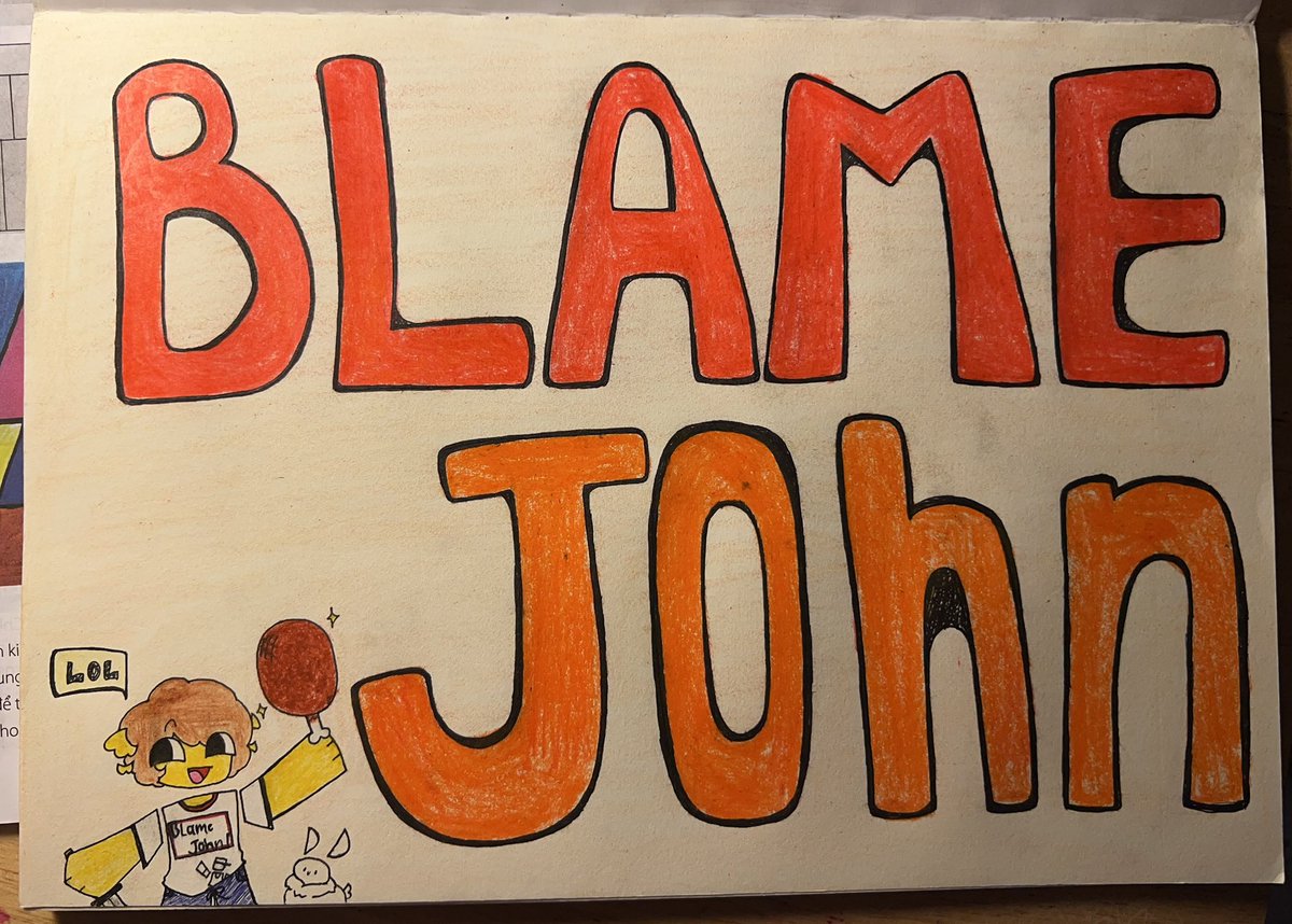 Bendymimi's tweet image. &quot;Blame John!&quot;

[]Image from my latest drawing at school (beginning of the year)[]

#Roblox #shedletsky #BlameJohn #Art #Dumb #StupidArt