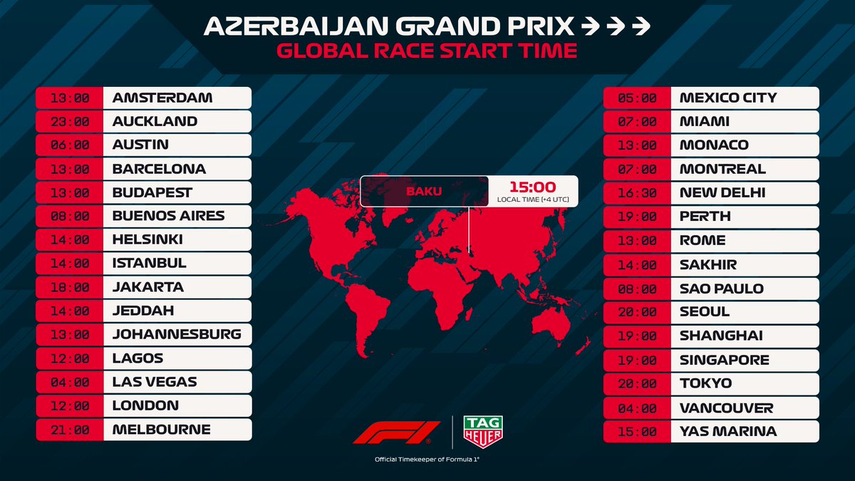 We've got a mixed-up grid for Sunday's Azerbaijan Grand Prix 🍿

Don't miss lights out in Baku! ⏰

#F1 #AzerbaijanGP <a href="/TAGHeuer/">TAG Heuer</a>
