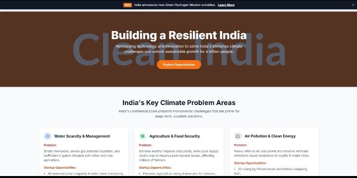 I've built a blueprint for an "India Climate Tech Hub" to connect startups, investors, &amp; communities to tackle key challenges in:
🌱 AgriTech
💧 Water
⚡️ Energy
♻️ Waste
Let's build a resilient future. #ClimateTech #India #Innovation #StartupIndia