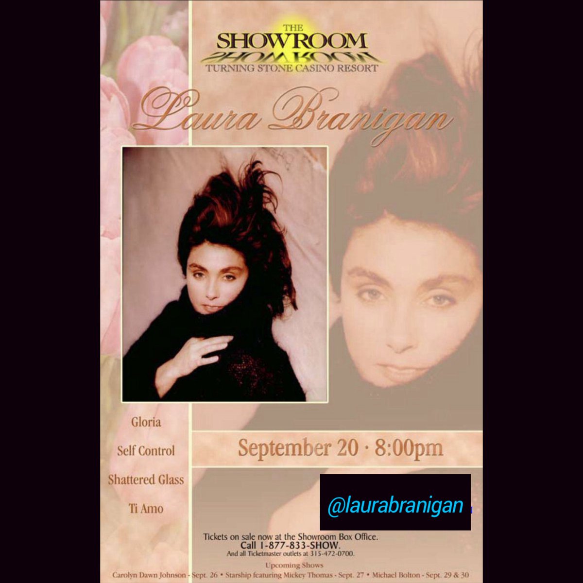 #Archives🗄️Promotional piece for Laura's September 20, 2003, concert at Turning Stone Casino Resort in Verona, NY. ~ Kathy Golik, Legacy Manager

#LauraBranigan #TurningStoneCasino #NewYork #Concert #Promo #Live #LauraBraniganBand
