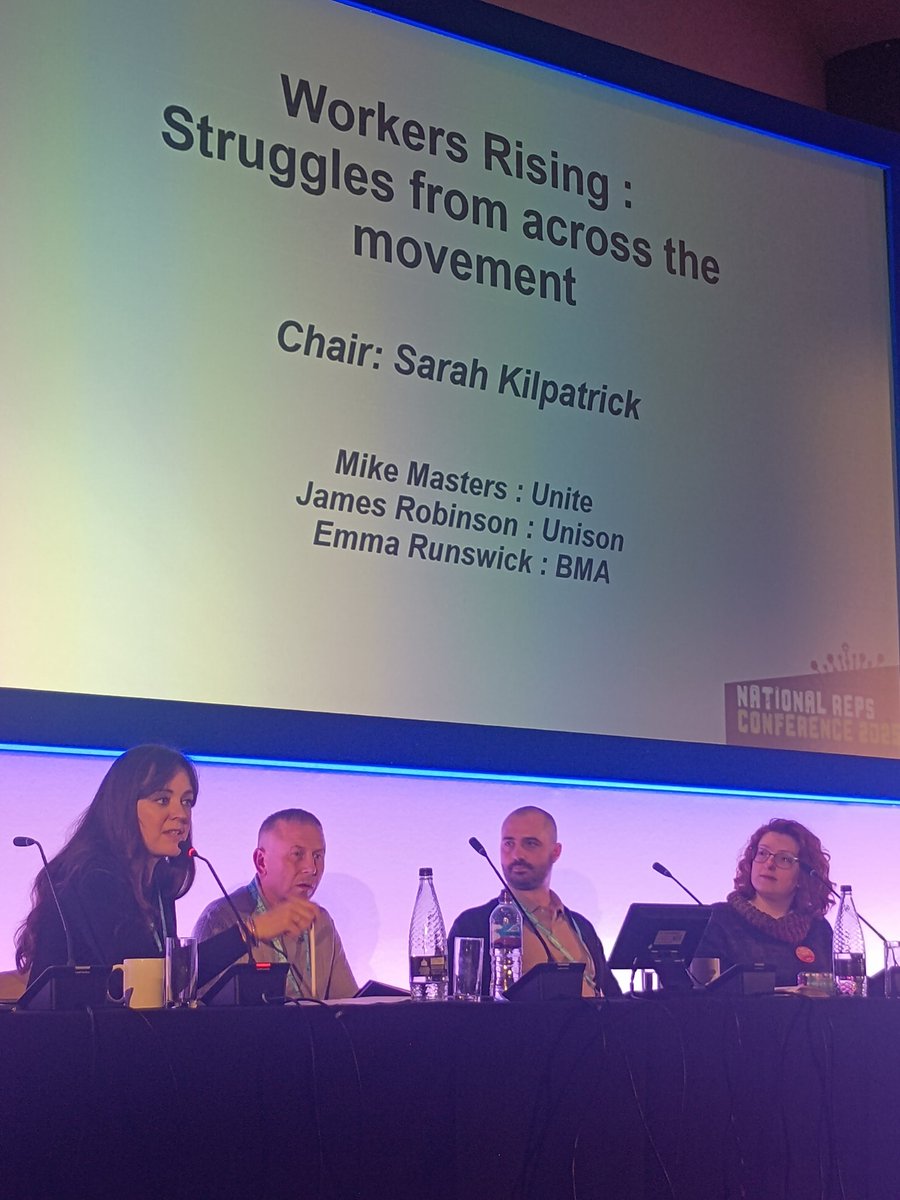 George Buchanan (@gbeconomics) on Twitter photo Sarah Kilpatrick of <a href="/NEUnion/">National Education Union</a>, Mike Masters of <a href="/unitetheunion/">Unite the union: join a union</a>, James Robinson of <a href="/unisontheunion/">UNISON - UK's largest union</a> and Emma Runswick from the <a href="/TheBMA/">The BMA</a> at the Workers rising - struggles from across the movement session at the National Reps Conference 2025 in Manchester #NEUreps Sarah Kilpatrick of <a href="/NEUnion/">National Education Union</a>, Mike Masters of <a href="/unitetheunion/">Unite the union: join a union</a>, James Robinson of <a href="/unisontheunion/">UNISON - UK's largest union</a> and Emma Runswick from the <a href="/TheBMA/">The BMA</a> at the Workers rising - struggles from across the movement session at the National Reps Conference 2025 in Manchester #NEUreps