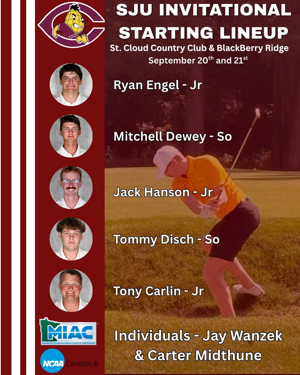 Cobber Men’s Golf tee off today at St. Cloud Country Club at 1:45. Follow along for live scores! #rollcobbs🌽⛳️ #pulltogether

scoreboard.clippd.com/tournaments/23…