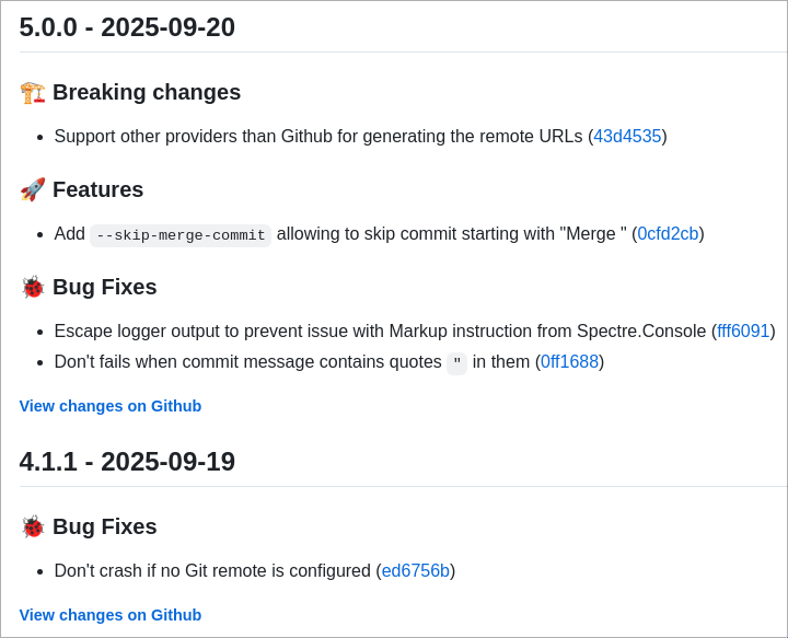 MangelMaxime's tweet image. EasyBuild.ChangelogGen has a new major release, now supporting multiple Git providers (not just GitHub) and including several quality-of-life improvements.

#fsharp