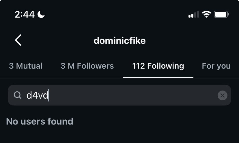 Dominic Fike has unfollowed #d4vd