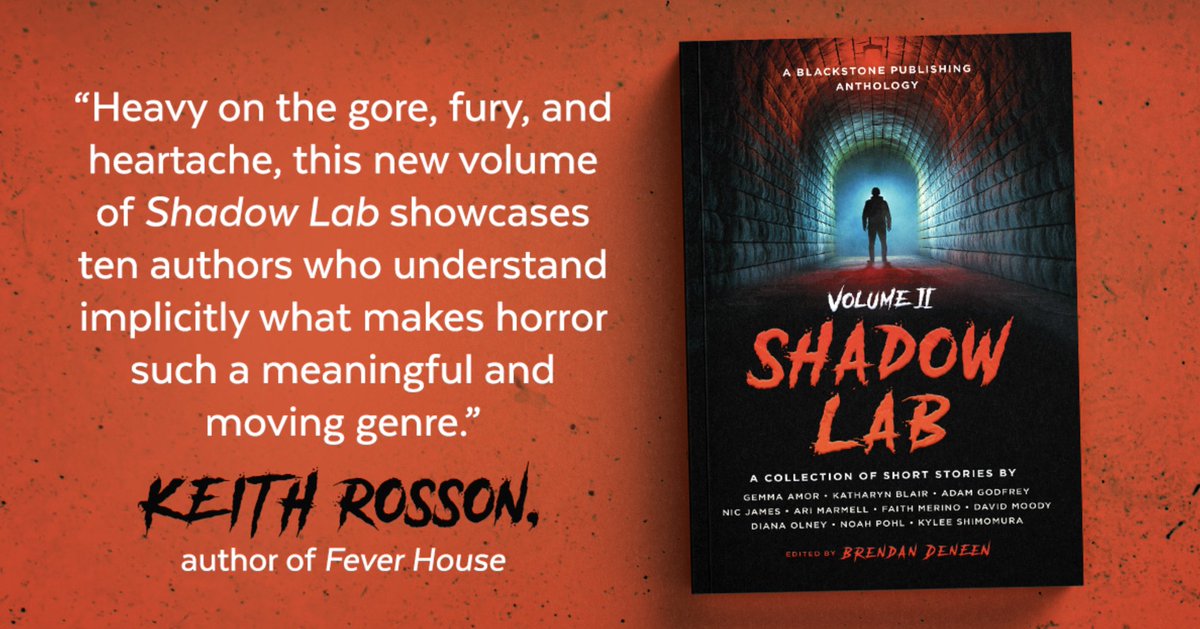 10 DAYS UNTIL LAUNCH! Ft. 10 haunting tales from bestselling &amp; upcoming horror authors SHADOW LAB: VOLUME 2, the hair-raising follow-up to @brendandeneen's fan-favorite #ShadowLab collection releases 9/30!

#SHADOWLAB2: blackstonepublishing.com/products/book-…
#SHADOWLAB1: blackstonepublishing.com/products/book-…