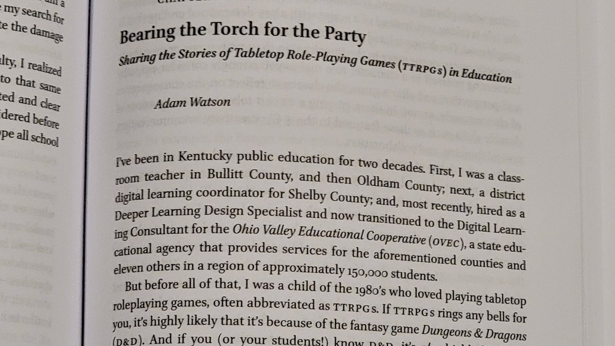 KyEdRPG's tweet image. Just got my copy of &quot;Urgent Care for Educators,&quot; where I wrote a guest chapter! Happy to share the story of #kyedrpg, but more importantly, to celebrate several @OVECkyed educators such as @CollinsClassSC, @MorganSeely1, and @brewerenglish.  #ttrpgs #gamebasedlearning #dnd