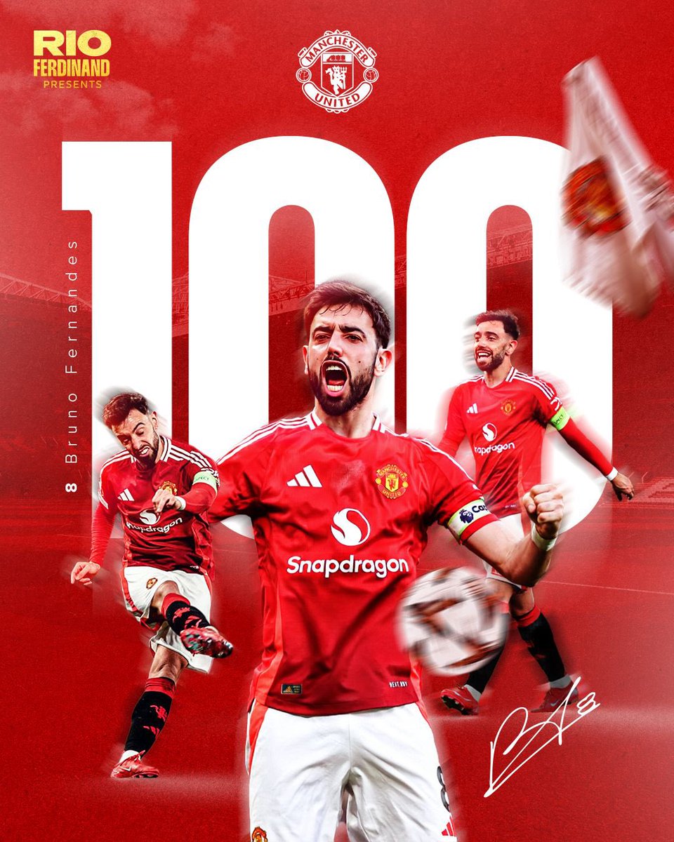 UtdChulo's tweet photo. No Manchester United fan will scroll past without liking.

Bruno 100 Goals❤️ https://t.co/qlXcS6ULmP