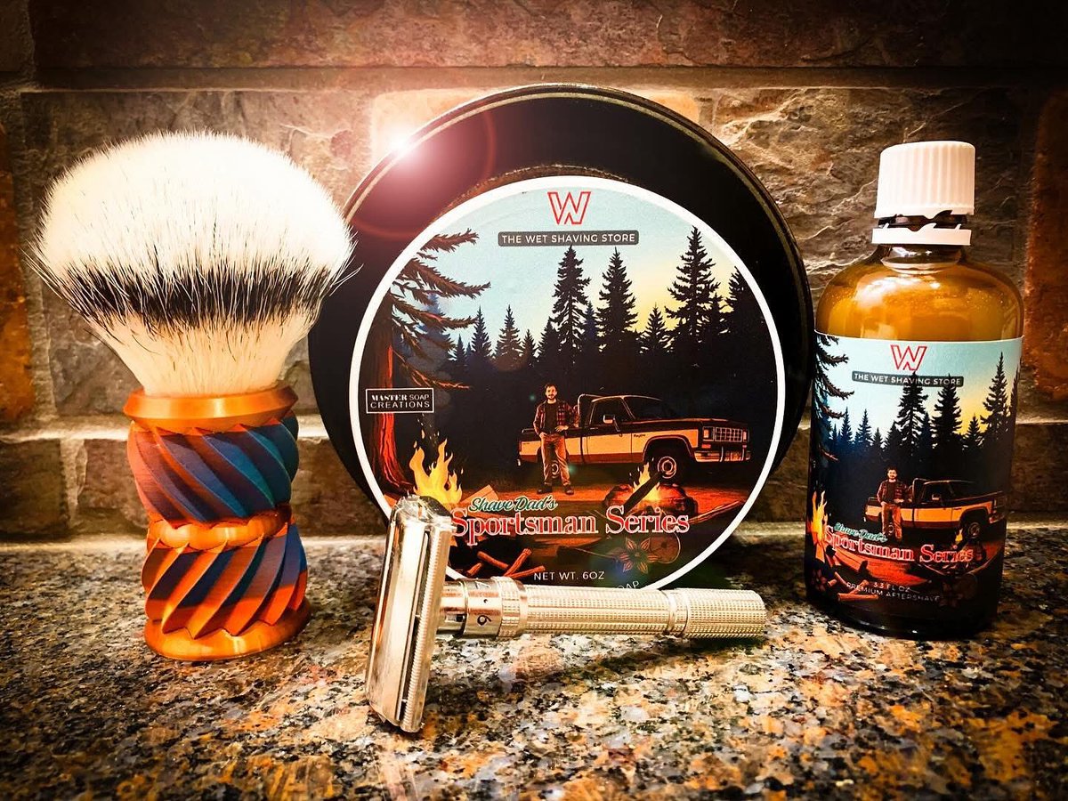 SOTD ‘64 Gillette Slim J/3
MasterSoapCreations/ShaveDad/TheWetShavingStore - Sportsman Series
Captain’s Choice Gunmetal Bowl 
Spot Prints 26mm Spot Knot
Video on my YouTube channel Dougie’s Shavin 
@gillette 
@mastersoapcreations 
@shave_dad 
@thewetshavingstore 
@captainschoicep
