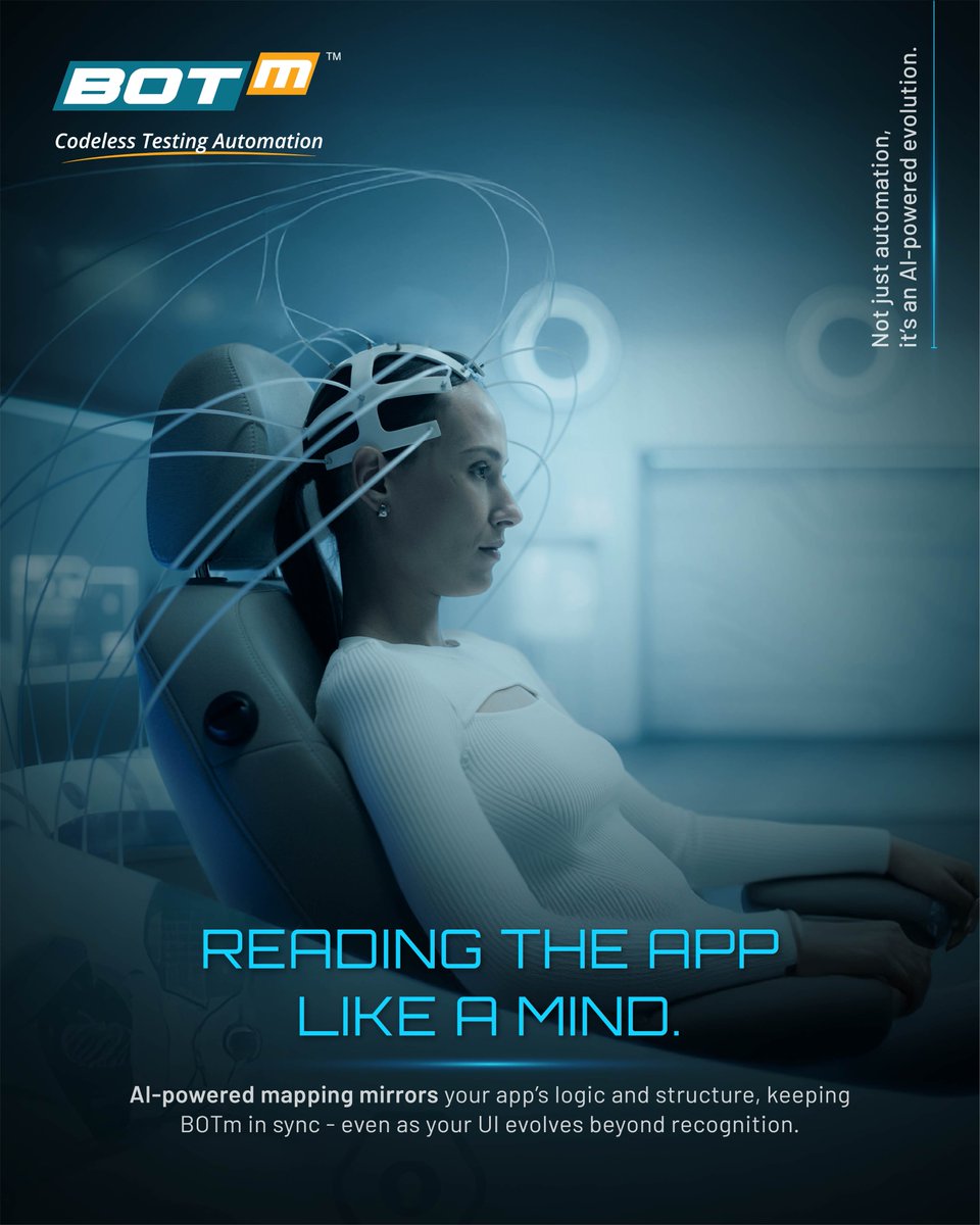 Botm_Testing's tweet image. Where apps twist in complexity, the mind maps every move.
BOTm’s AI-powered mapping mirrors your app’s logic and structure, staying in sync even as your UI reshapes beyond recognition.
.
.
#BOTm #AI #AIMapping #IntelligentAutomation #CodelessTesting #UI #AIpowered #AIautomation