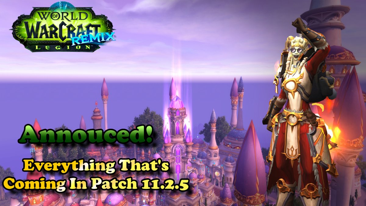Legion Remix and #worldofwarcraft patch 11.2.5 now has an official release date - October 7th. 

Find out exactly what is releasing and when in my weekly news update: youtu.be/zJCRV76Kqk4