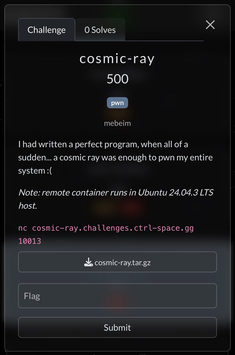 Somebody come pwn my pypy challenge with a single bit flip come on! scoreboard.ctrl-space.gg/challenges#cos…