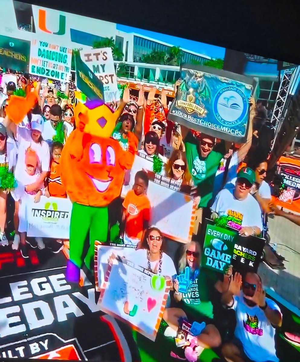 APValdes's tweet photo. Proud to show my Dragon Pride on national TV! 🎉 @CampbellDriveK8 was on display during ESPN’s College GameDay at the University of Miami. 🐉

Always exciting to see @MDCPS schools and teachers shine on a national stage! 🌟

@MDCPSSouth @SuptDotres @MDCPS 

#YourBestChoiceMDCPS https://t.co/tDXX3pq7k7