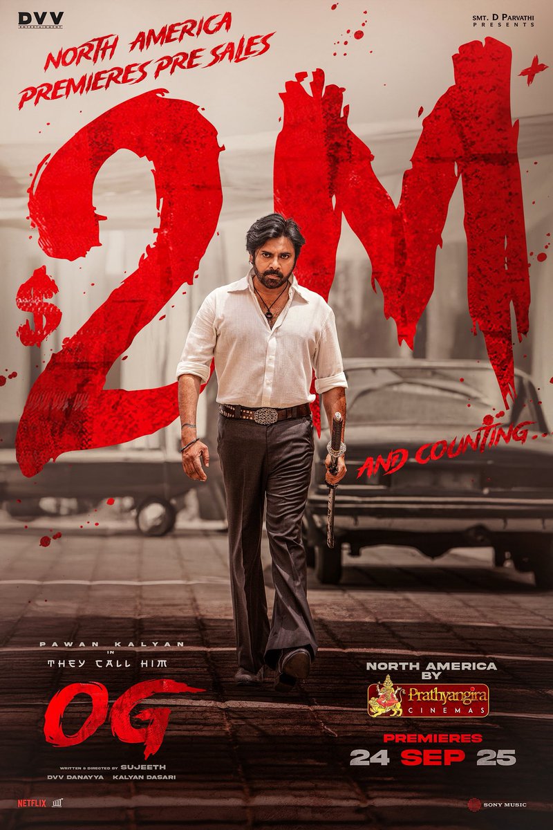 TheAakashavaani's tweet photo. #OG - FIRST EVER INDIAN FILM TO HAVE CROSSED TWO MILLION PRE SALES IN NORTH AMERICA WITHOUT A TRAILER RELEASE https://t.co/gt9mG9CpHA