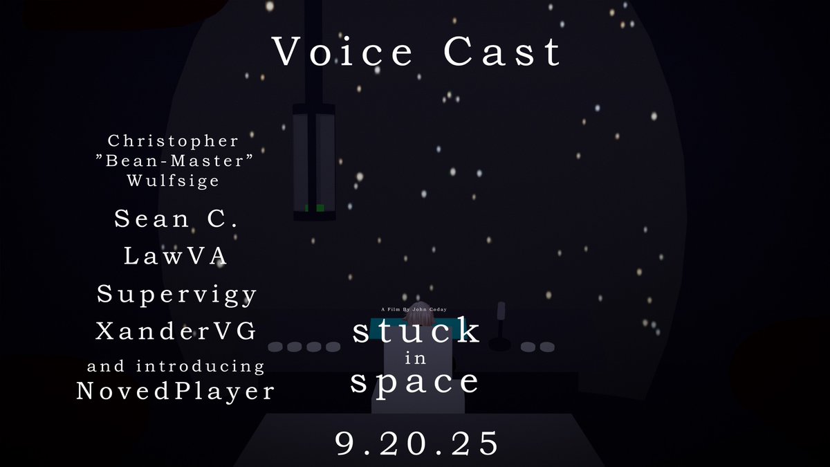 Even if we didn't make the cut for consideration, our awesome cast still has plenty of things to say!

We thank everyone involved in the production of this film, and strive to make more soon!

Stuck in Space, premieres on YouTube tonight.

Filmed in 28 days.

#VRChat #vrc