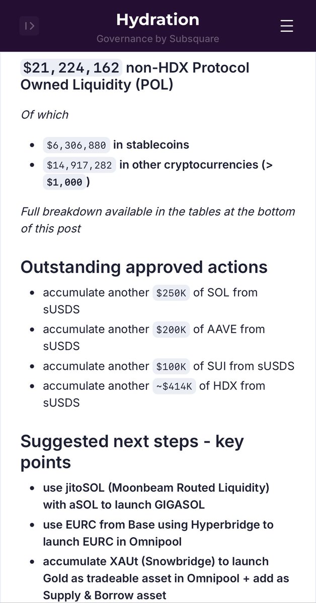 Great weekend read about bullish state of <a href="/hydration_net/">Hydration</a> treasury  which will allow start of bullish new markets most notably:
- € stablecoin EURC by <a href="/circle/">Circle</a> 
- tokenized gold XAUT by <a href="/Tether_to/">Tether</a> 
- leading SOL LST jitoSOL by <a href="/jito_labs/">Jito Labs</a>
- SOL looping catalyst GigaSOL by us
-