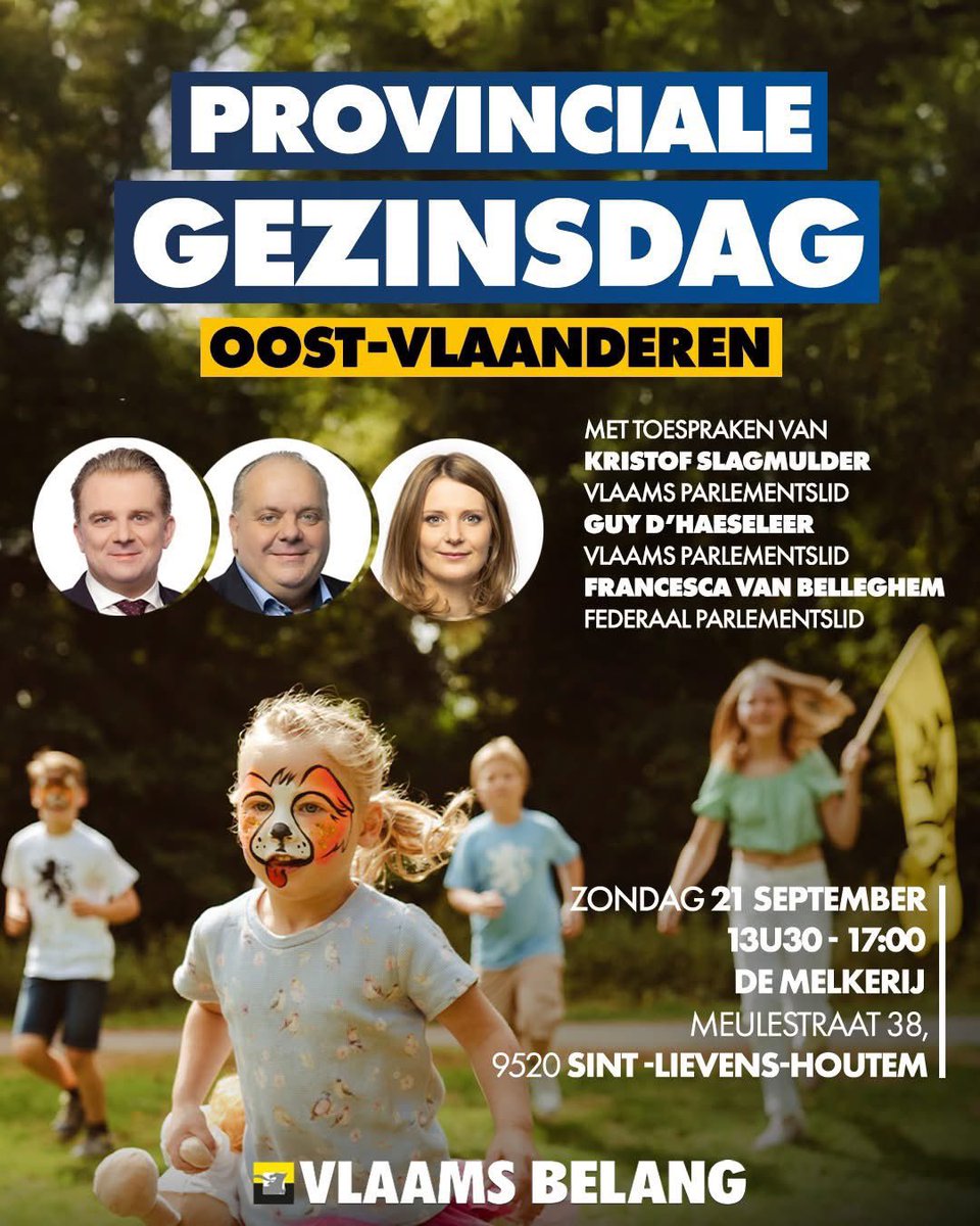 Ortwin Depoortere (@ortwindepo) on Twitter photo Geen reden om morgen thuis te blijven. Geen regen, topsprekers <a href="/kslagmulder/">Kristof Slagmulder</a> <a href="/francescavbel/">Francesca Van Belleghem</a> <a href="/GuydhaeseleerVB/">Guy D'haeseleer</a> en topoptredens op onze provinciale gezinsdag van het <a href="/vlbelang/">Vlaams Belang</a> Geen reden om morgen thuis te blijven. Geen regen, topsprekers <a href="/kslagmulder/">Kristof Slagmulder</a> <a href="/francescavbel/">Francesca Van Belleghem</a> <a href="/GuydhaeseleerVB/">Guy D'haeseleer</a> en topoptredens op onze provinciale gezinsdag van het <a href="/vlbelang/">Vlaams Belang</a>