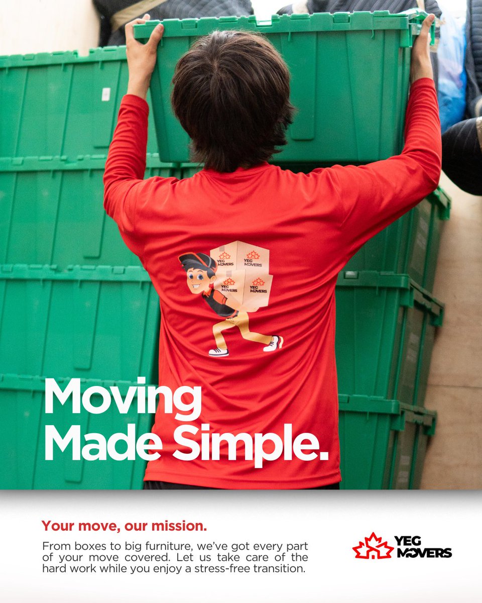 Yegmovers's tweet image. Moving Doesn’t Have To Be Complicated. . . 

At YEG Movers, We Make Your Move Smooth, Simple, And Stress-Free. Your New Beginning Starts Here ❤️

🍁 #MovingMadeSimple #MoveWithEase #PackingDoneRight #WeHandleTheHeavyStuff #MovingMadeEasy #ProfessionalMovers #StressFreeMoves…