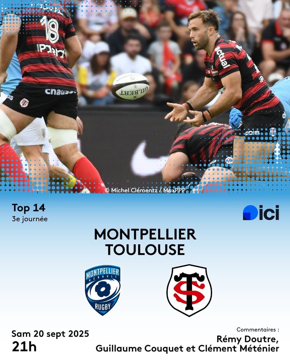 🏉 DIRECT - Top 14 : le Stade Toulousain se déplace à Montpellier pour enchaîner

Jamais 2 sans 3 pour les Rouge et Noir ? On attend vos pronostics ! 👇

Avant-match dès 20h30 ➡️ l.ici.fr/dPa

#Top14 #MHRST