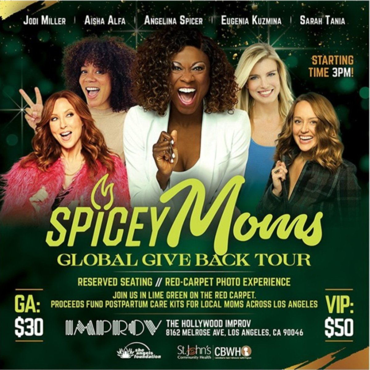 Today at 4pm a special matinee in The Main Room! Spicy Moms featuring <a href="/AngelinaSpicer/">Angelina Spicer</a> <a href="/JodiMillerComic/">Jodi Miller</a> <a href="/aishaalfa/">Aisha Alfa</a> #eugeniakuzmina <a href="/sarahtiana/">sarahtiana⚾️🏈</a> Get tickets at improv.com/hollywood #hollywoodimprov #comedy