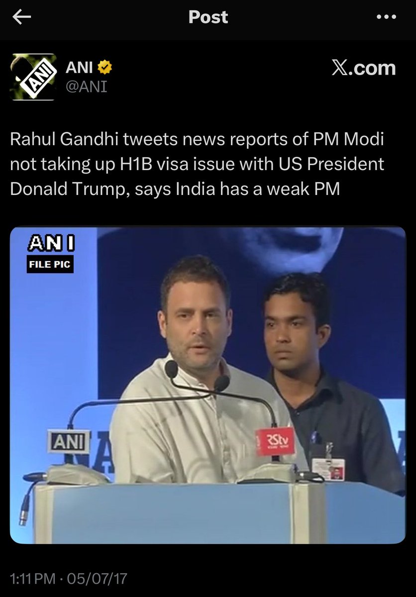 mano18_mohan's tweet image. राहुल गांधी कितने बड़े दूरदर्शी नेता वो ये बार बार साबित कर रहे हैं...जिस H1B वीज़ा के लिए आज हंगामा मचा हुआ है उसके भविष्य की भविष्यवाणी 
राहुल गांधी ने 7 साल पहले ही कर दी थी...
#h1bvisa