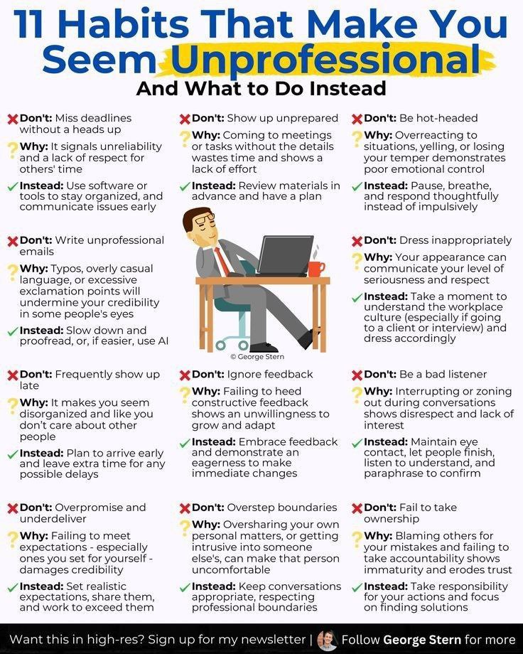 DIGIMINAL's tweet image. 11 habits that make you seem unprofessional