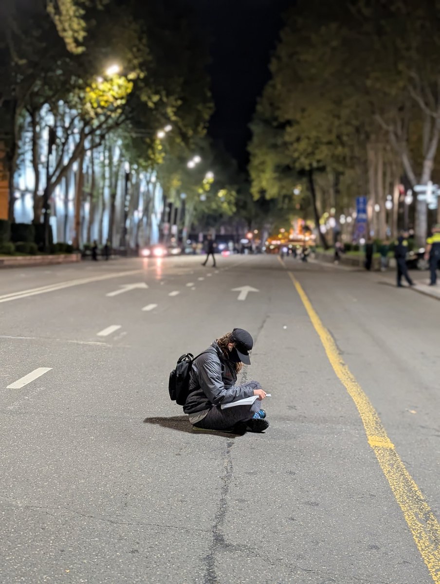 Rustaveli Avenue blocked for the 297th day in a row. Protests continue in 8+ cities across Georgia. 🇬🇪

The illegitimate, repressive, pro-Russian regime must end.