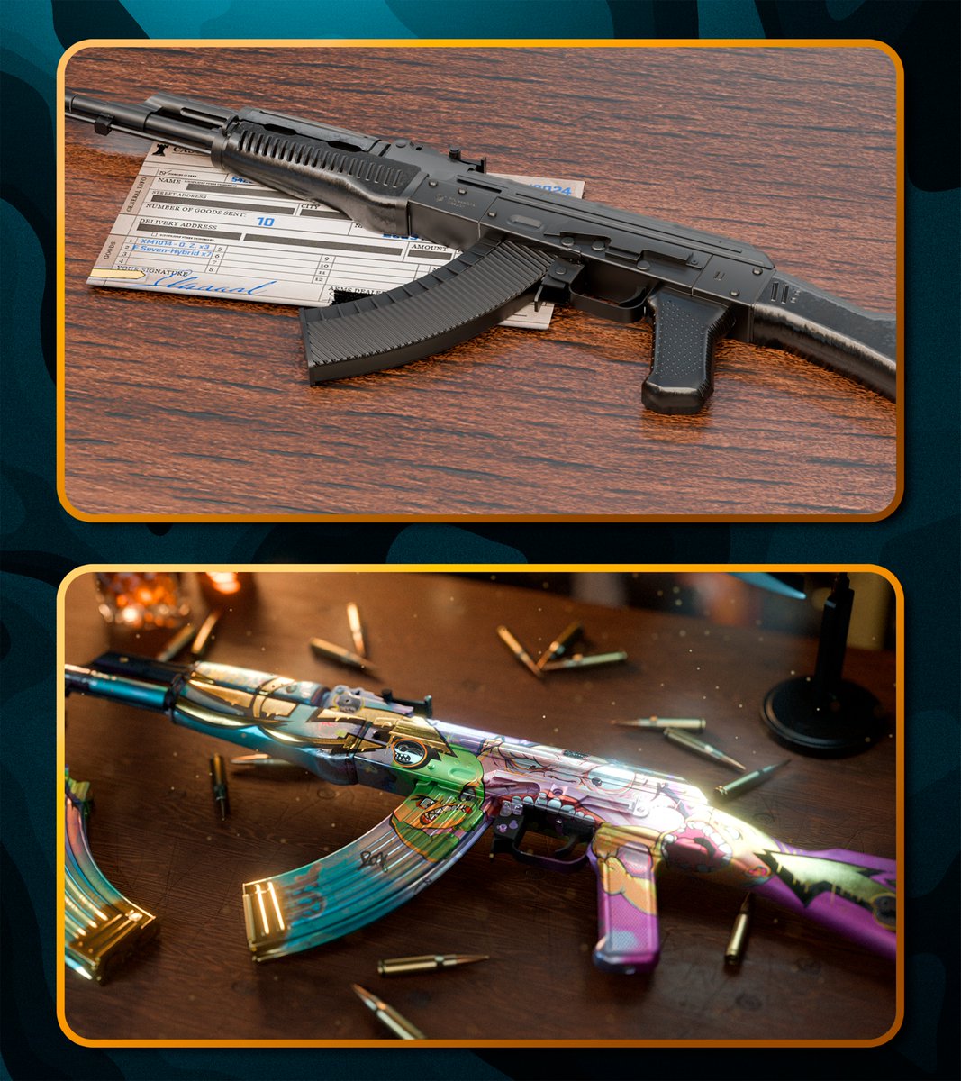 My first render vs. My last work

I consider it a great improvement in one year. I could be wrong about that, but I'm still happy about it.
And I thank everyone who helped me get here.

#3dart #blender #csgo #cs2 #designer
