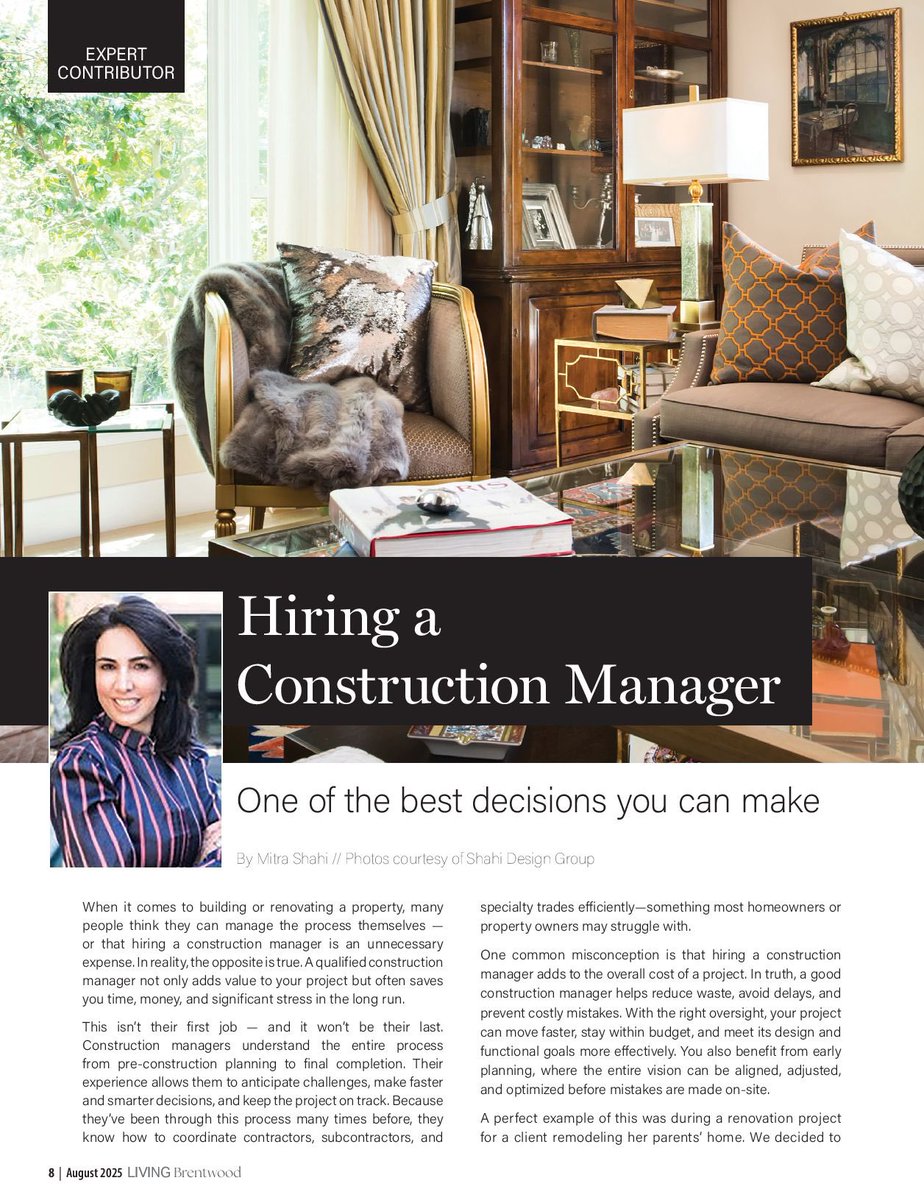 ShahiDesignGrp's tweet photo. There’s nothing more fun and rewarding than being asked to contribute an article as an expert. I truly thankful for the opportunity, and I hope you enjoyed reading it as much as I enjoyed writing it.♥️🙏
#shahidesigngroup #interiordesign #constructionmanagement #designbuild https://t.co/jQF21FW7Tk