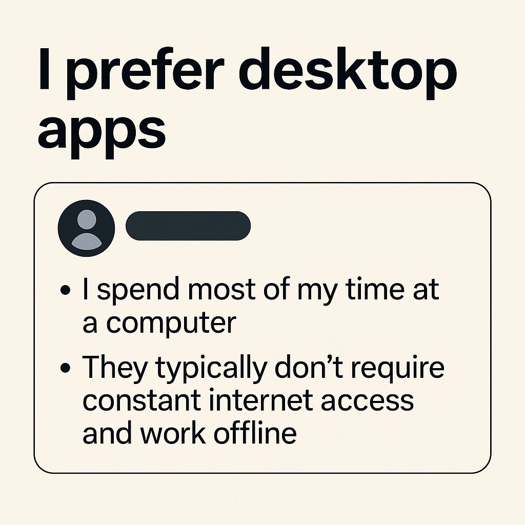 Titilayomi1106's tweet image. For devs who live on their machines, desktop apps just make sense
#TechThoughts #SoftwareDeveloper #DesktopApps