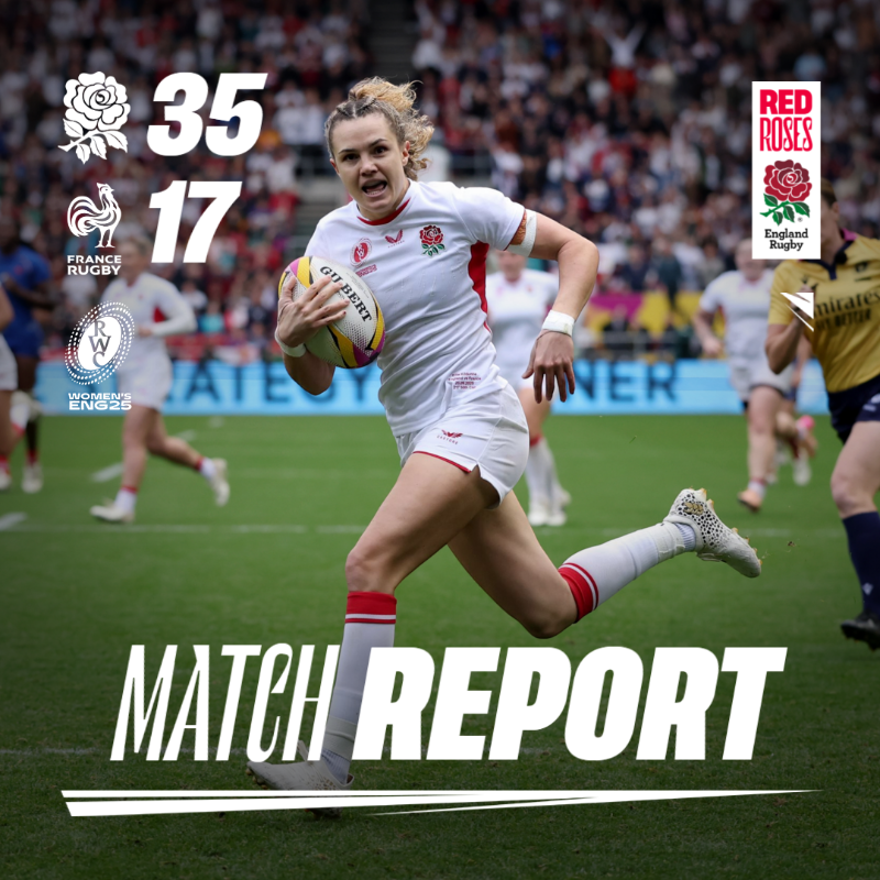 EnglandRugby's tweet photo. The #RedRoses are into the #RWC2025 final! 🤩

Read our #ENGvFRA match report to see how they got there 👇