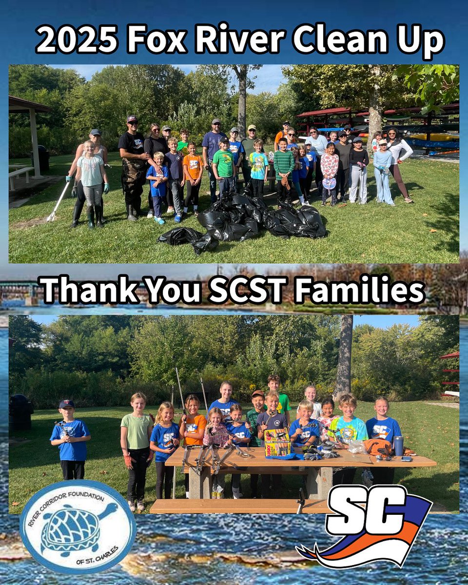 Thank you to ALL the SCST Families who came out this morning to help with the 6th Annual Fox River Clean Up. What a good time! @scstswimming @rivercorridorstc