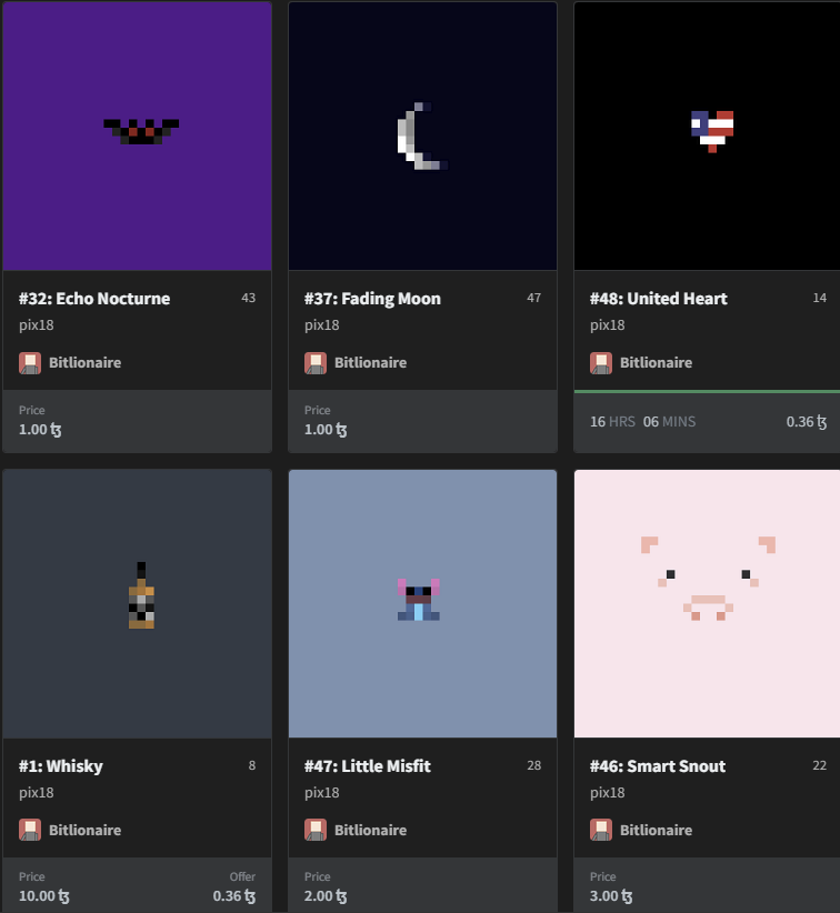 Makowki_Puzzles's tweet photo. Bought! 🥳
Big shoutout to the little masterpieces created by @BitlionaireM with just 18 pixels. 
I collected these pieces this week and I’m not done yet! Have you seen the duck and the chicken waiting to be minted? If not, go check out his collection ⬇️
https://t.co/G3YaeQwQV1 https://t.co/G4veu6KHsY