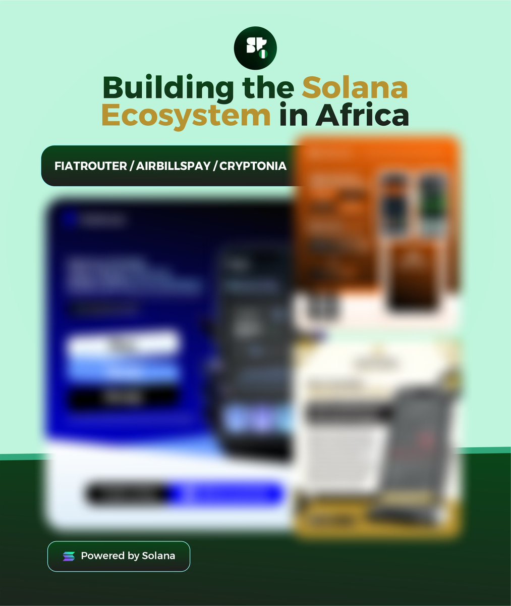 AOA_GRAPHICS's tweet image. 🚀 Web3’s future in Africa is built in Nigeria!
Fiat Router, Airbills, and Cryptonia; making blockchain practical, accessible, and impactful for everyday Africans.
@SuperteamNG @superteam @fiatrouter @airbillspay @getcryptonia
#SolanaAfrica #FiatRouter #Airbills #Cryptonia