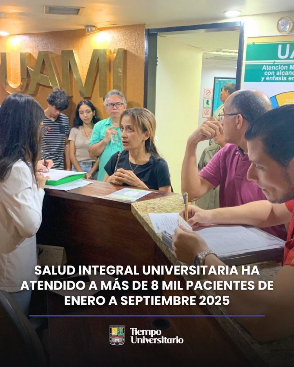 #Noticias Salud Integral Universitaria ha atendido a más de ocho mil pacientes de enero a septiembre 2025 || Alternativa asistencial para la comunidad ucista.

instagram.com/p/DO1CGdCDrIG/…