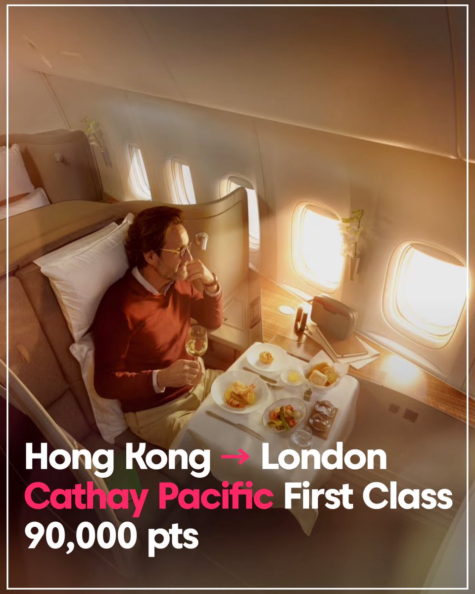 90,000 pts Cathay Pacific First Class from Hong Kong to London on 12/18/2025 Redeem via American Airlines

73,000 pts Singapore Airlines First Class SUITES from Hong Kong to Singapore on 7/27/2026 Redeem via Singapore Airlines

72,500 pts All Nippon Airways First Class from San