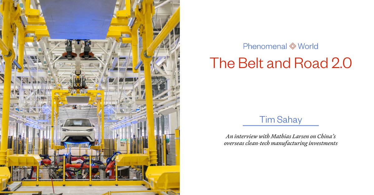 “Chinese overseas clean-tech manufacturing investment is nearly $100 billion per year. The Marshall Plan was $200b—and locked Europe into US tech and standards. When we see sums of this size, we can ask whether it will have a similar effect on the globe.”

phenomenalworld.org/interviews/the…