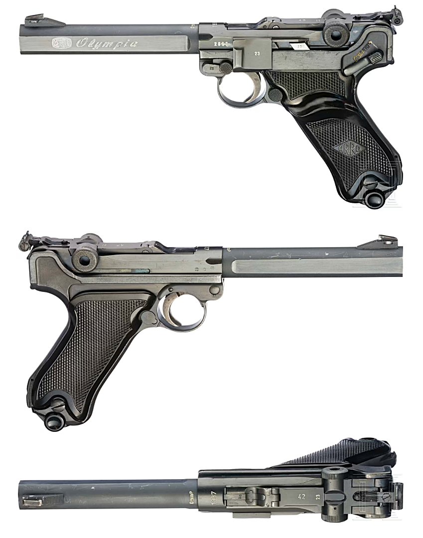 AutoMagArchive's tweet photo. 1937 Mauser P08 converted to ''Olympia'' target configuration. https://t.co/yBViyMSEGB