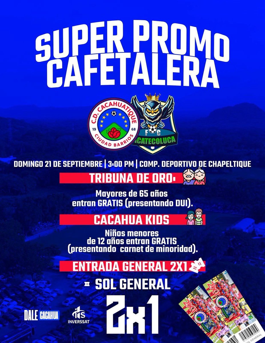 Triple promoción mañana en Chapeltique, ante Zacatecoluca F.C. seguimos creando y promoviendo la identidad de nuestra afición en toda la zona norte de San Miguel.