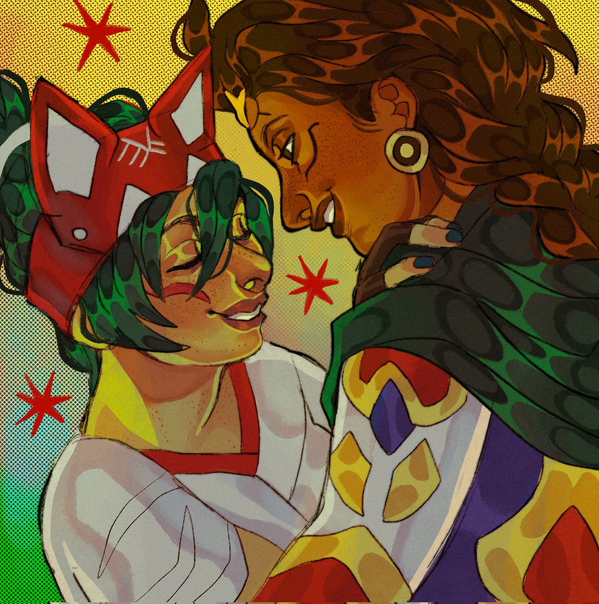 sunshrine fanart! they're in love your honor 
[#overwatch #kiriko #illari]