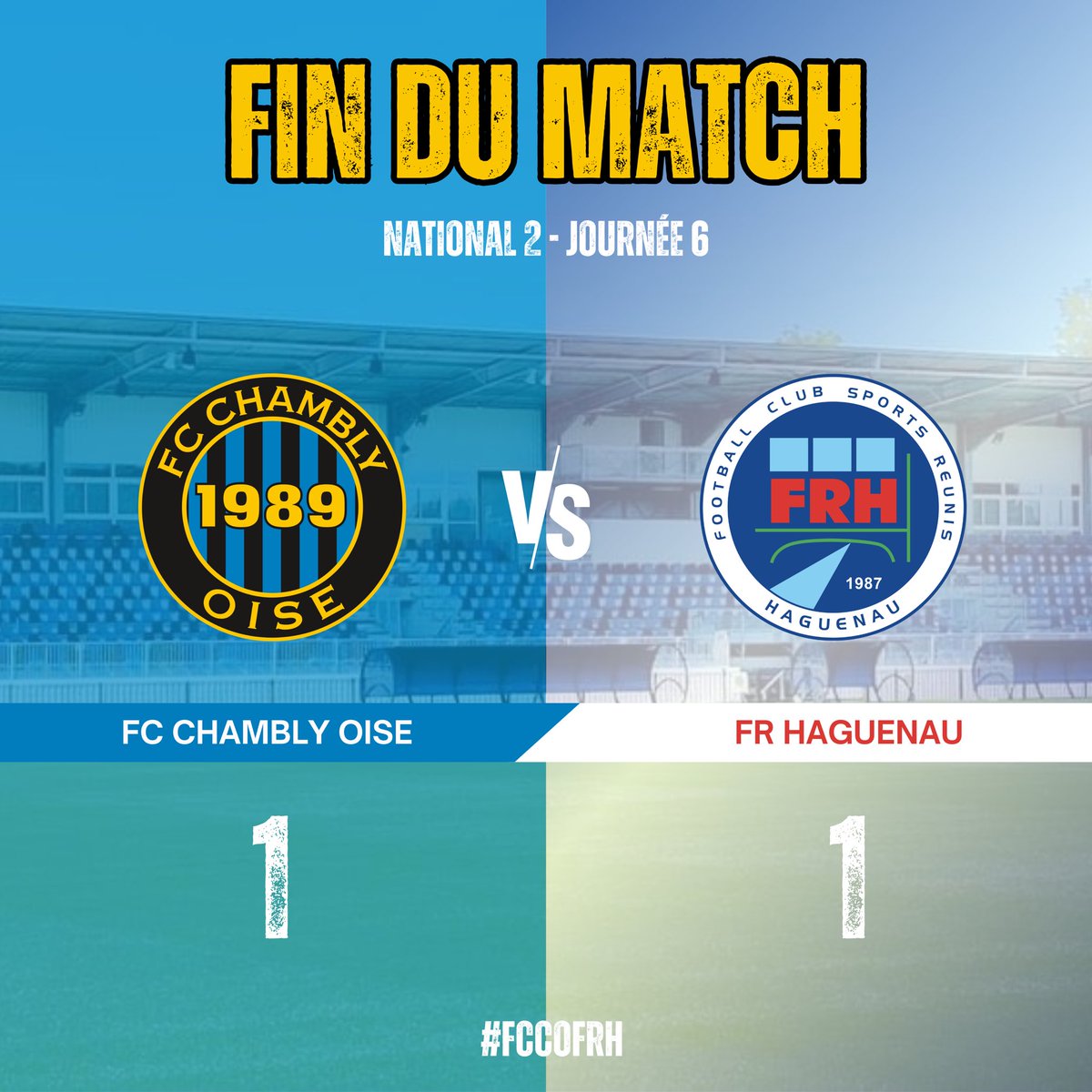C’est terminé au Stade Walter Luzi ! 🖤💙

Pas de vainqueur entre le FCCO et Haguenau ! ⚽️