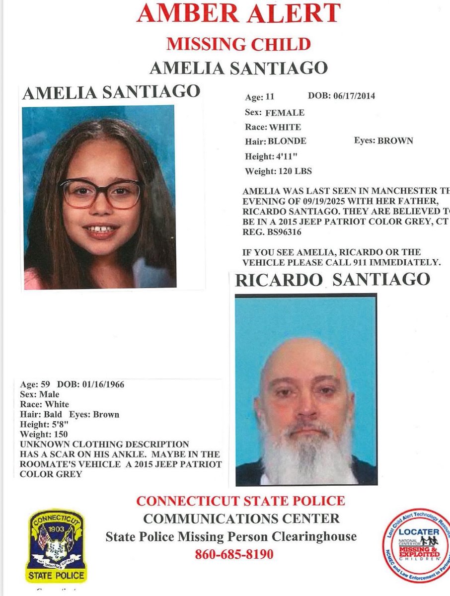 ‼️Connecticut State Police and the East Hartford Police Department has issued an Amber Alert. If you have any information, please contact the East Hartford Police Department or 911 immediately. ￼‼️
