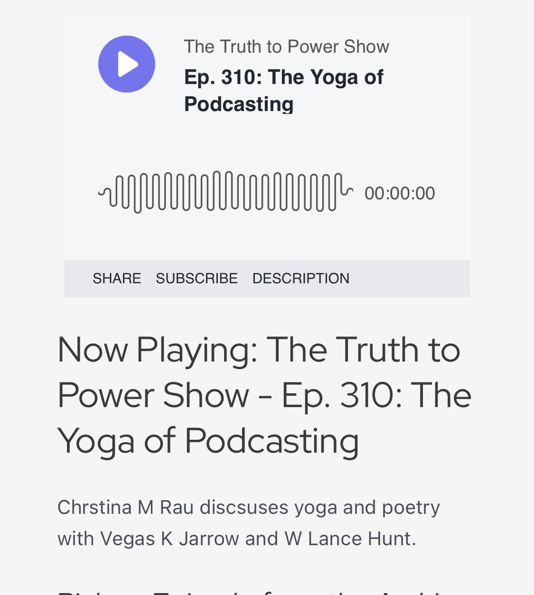 ChristinaMRau's tweet image. Thanks to Vegas Jarrow &amp;amp; @WLanceHunt for chatting with me about Buddhism, yoga, and poetry. And I may have referenced @SpinalTap.
Listen to Radio Free Brooklyn’s Truth To Power Show Ep 310 
radiofreebrooklyn.org/show-archive/
#radiofreebrooklyn #truthtopower #yoga #poetry #buddhism